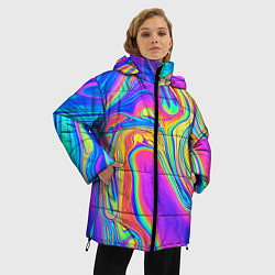 Куртка зимняя женская Цветные разводы цвета 3D-черный — фото 2