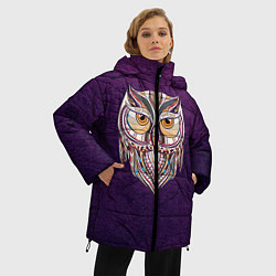 Куртка зимняя женская Расписная сова, цвет: 3D-черный — фото 2