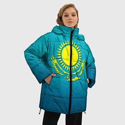 Куртка зимняя женская Флаг Казахстана, цвет: 3D-черный — фото 2