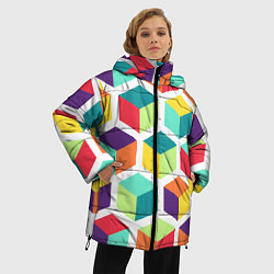 Куртка зимняя женская 3D кубы, цвет: 3D-черный — фото 2