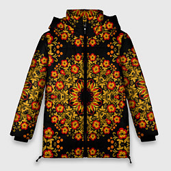 Куртка зимняя женская Хохлома Роспись, цвет: 3D-черный