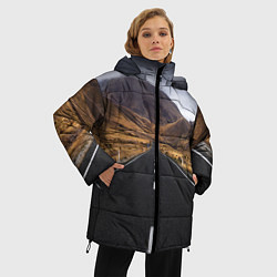 Куртка зимняя женская Пейзаж горная трасса, цвет: 3D-черный — фото 2