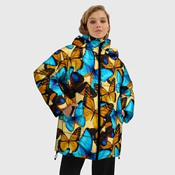 Куртка зимняя женская Бабочки, цвет: 3D-светло-серый — фото 2