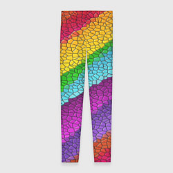 Леггинсы женские Яркая мозаика радуга диагональ, цвет: 3D-принт