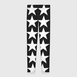 Леггинсы женские Белые звёзды на чёрном фоне, цвет: 3D-принт