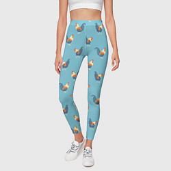 Леггинсы женские Петушки паттерн, цвет: 3D-принт — фото 2