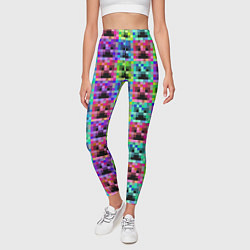 Леггинсы женские МАЙНКРАФТ MINECRAFT ЦВЕТНЫЕ КРИПЕРЫ, цвет: 3D-принт — фото 2