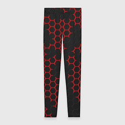 Женские легинсы НАНОКОСТЮМ Black and Red Hexagon Гексагоны