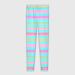 Женские легинсы Pink turquoise stripes horizontal Полосатый узор