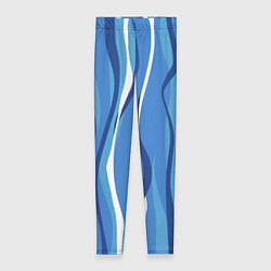 Леггинсы женские Синие и белые волны, цвет: 3D-принт