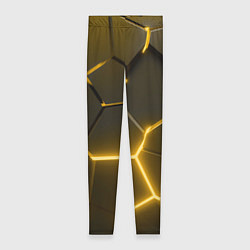 Леггинсы женские Золотые неоновые геометрические плиты, цвет: 3D-принт