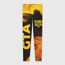 Леггинсы женские GTA - gold gradient: надпись, символ, цвет: 3D-принт