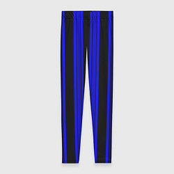 Леггинсы женские Черно синий полосатый узор, цвет: 3D-принт