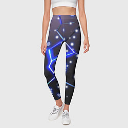 Леггинсы женские Снежинки в неоновом разломе плит, цвет: 3D-принт — фото 2
