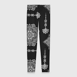 Леггинсы женские Паттерн с орнаментом мандалы на черном фоне, цвет: 3D-принт