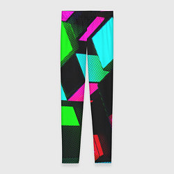 Леггинсы женские Неоновые светящиеся кубики, цвет: 3D-принт