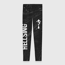 Леггинсы женские Hellsing glitch на темном фоне: надпись, символ, цвет: 3D-принт
