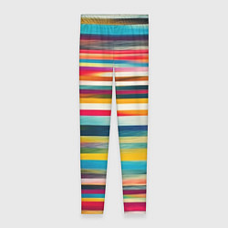 Леггинсы женские Разноцветные горизонтальные полосы, цвет: 3D-принт