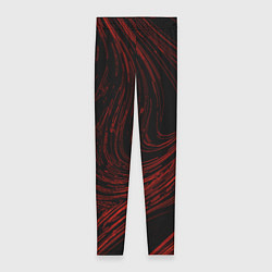 Леггинсы женские Абстракция красные кривые линии на черном, цвет: 3D-принт