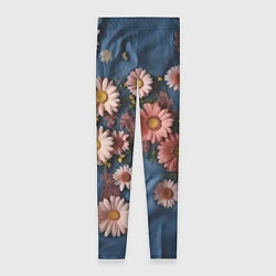 Леггинсы женские Хризантемы на джинсе, цвет: 3D-принт