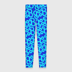 Леггинсы женские Логотип Барби - синий паттерн, цвет: 3D-принт