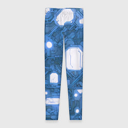 Леггинсы женские Синие кибернетические схемы неон, цвет: 3D-принт