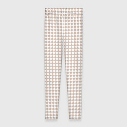 Леггинсы женские Шахматка бело-бежевый, цвет: 3D-принт