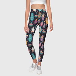 Леггинсы женские Весёлые монстры на вечеринке, цвет: 3D-принт — фото 2
