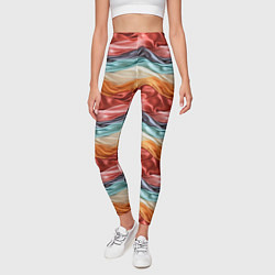 Леггинсы женские Разноцветные полосы текстура ткани, цвет: 3D-принт — фото 2