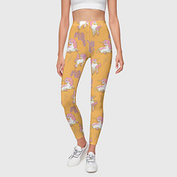 Леггинсы женские Единорог цветная грива, цвет: 3D-принт — фото 2