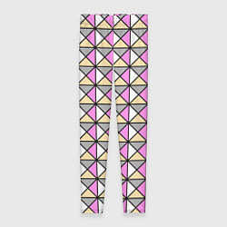 Леггинсы женские Геометрический треугольники бело-серо-розовый, цвет: 3D-принт