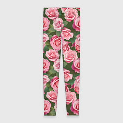 Леггинсы женские Розовые розы паттерн, цвет: 3D-принт