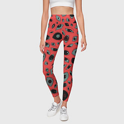 Леггинсы женские Розовый цвет: глазики-косоглазики, цвет: 3D-принт — фото 2