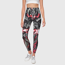 Леггинсы женские Красный абстрактный кибер череп, цвет: 3D-принт — фото 2