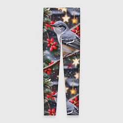 Женские легинсы Рождественская птица пересмешник