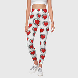 Леггинсы женские Стикеры наклейки сердечки объемные, цвет: 3D-принт — фото 2