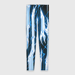 Леггинсы женские Синие неоновые полосы на чёрном фоне, цвет: 3D-принт