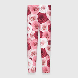 Леггинсы женские Красные и розовые розы, цвет: 3D-принт