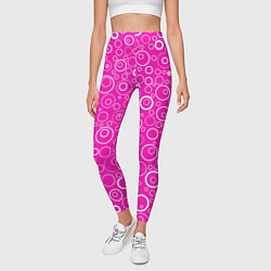 Леггинсы женские Бело-розовый паттерн пузырьки, цвет: 3D-принт — фото 2