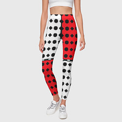 Леггинсы женские Красно белое полотно и фигуры, цвет: 3D-принт — фото 2