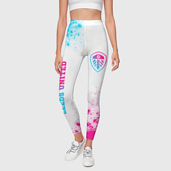 Леггинсы женские Leeds United neon gradient style вертикально, цвет: 3D-принт — фото 2