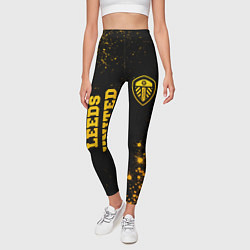 Леггинсы женские Leeds United - gold gradient вертикально, цвет: 3D-принт — фото 2