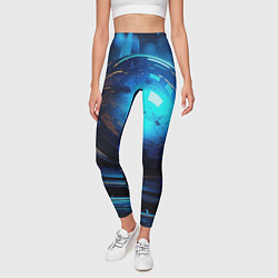 Леггинсы женские Кислотная синяя яркая неоновая абстракция, цвет: 3D-принт — фото 2