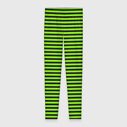 Леггинсы женские Кислотный зелёный в чёрную полоску, цвет: 3D-принт