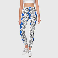 Леггинсы женские Нейрографический узор из синих кругов и овалов, цвет: 3D-принт — фото 2