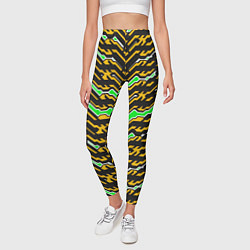 Леггинсы женские Агрессивный чёрно-жёлтый паттерн, цвет: 3D-принт — фото 2