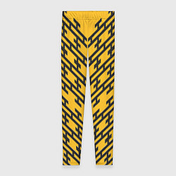 Леггинсы женские Чёрные полосы на жёлтом фоне, цвет: 3D-принт