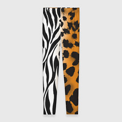 Леггинсы женские Леопардовые пятна с полосками зебры, цвет: 3D-принт