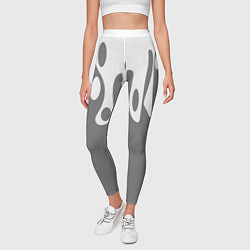 Леггинсы женские Потеки белой краски на сером фоне, цвет: 3D-принт — фото 2