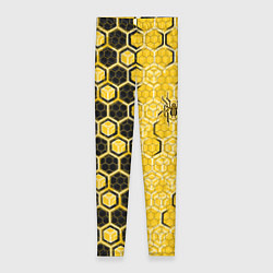 Леггинсы женские Киберпанк соты шестиугольники жёлтый и чёрный с па, цвет: 3D-принт